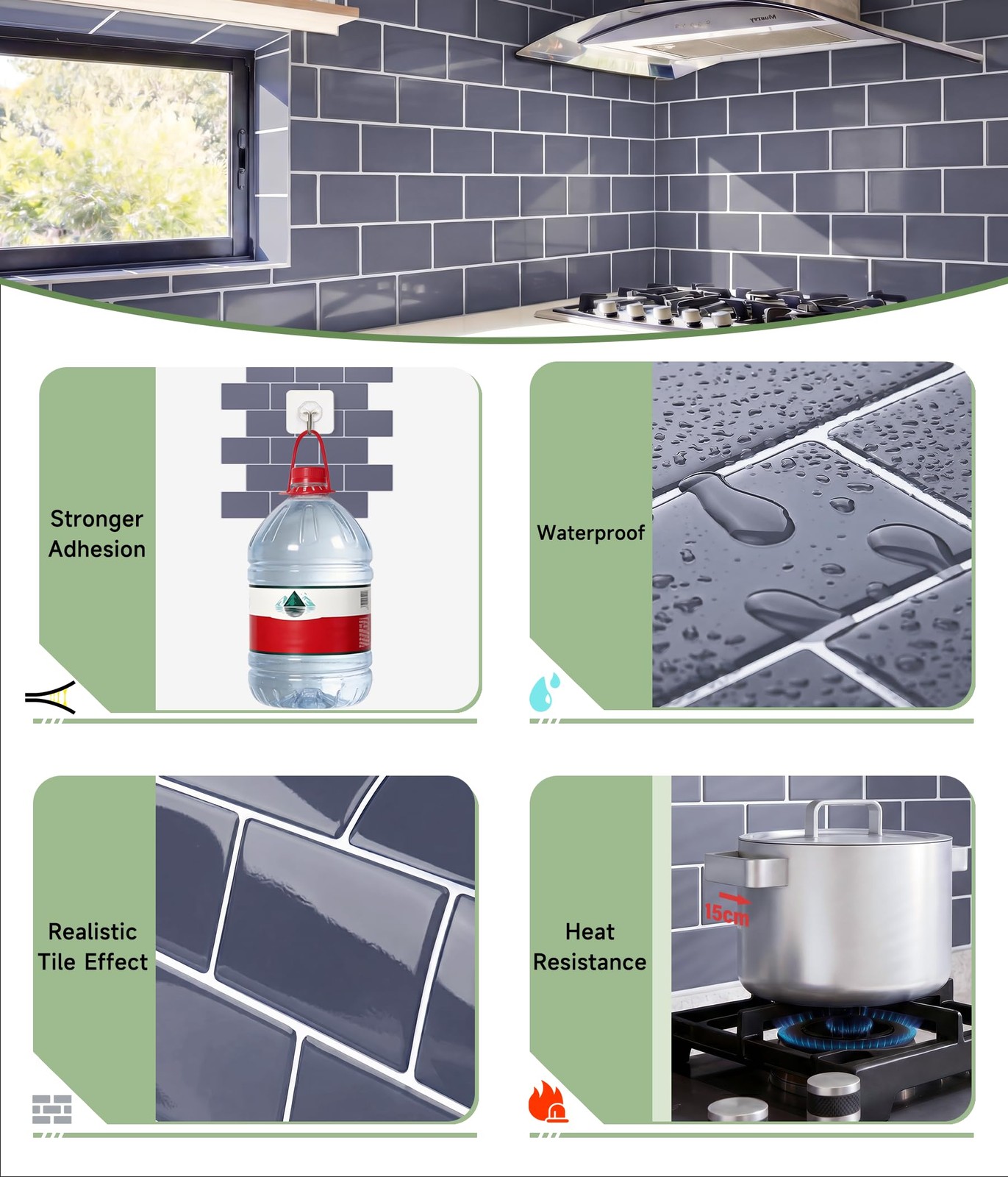 Peel and Stick Backsplash for Kitchen: Adhesive Wall Tiles for Bathroom – Vin…
