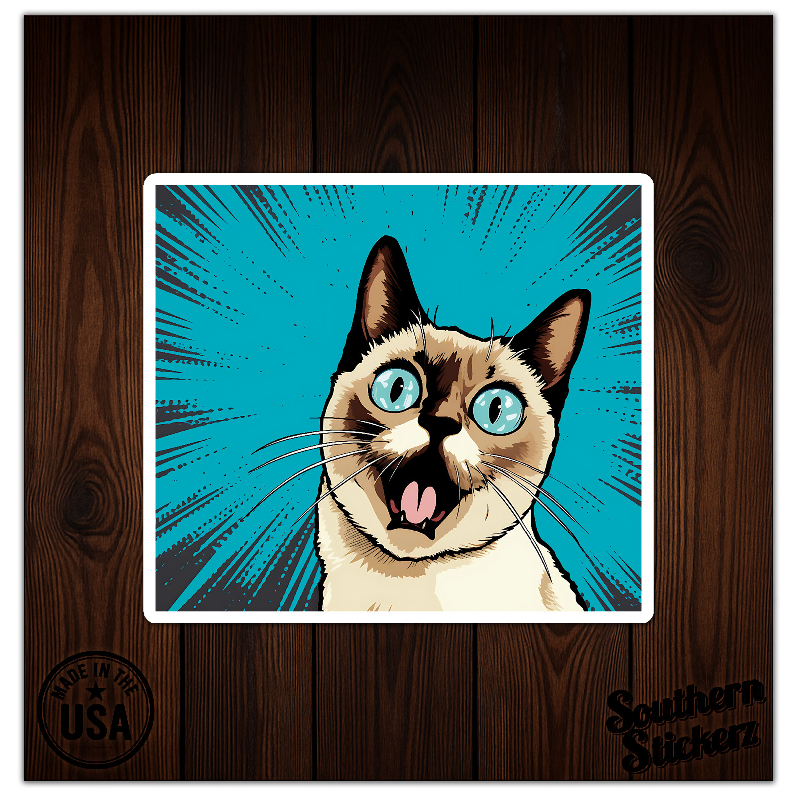 Popart Siamese Cat – Vinyl Decal Sticker – Car Window Laptop – ebn11848