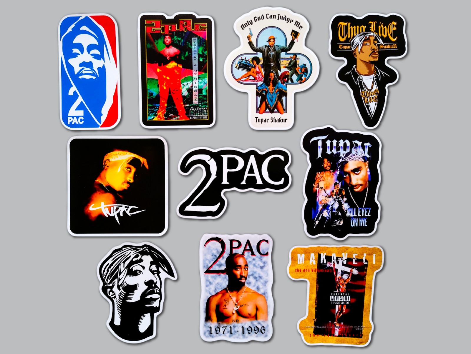 2Pac Vinyl Sticker Lot (10 Stickers) rapper west coast hip hop biggie nwa rap