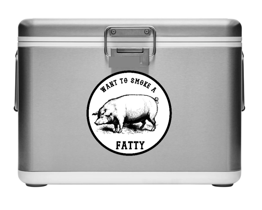BBQ – (Smoke A Fatty) Pig 4" Vinyl Decal/Sticker Car Window Cooler Laptop Smoker