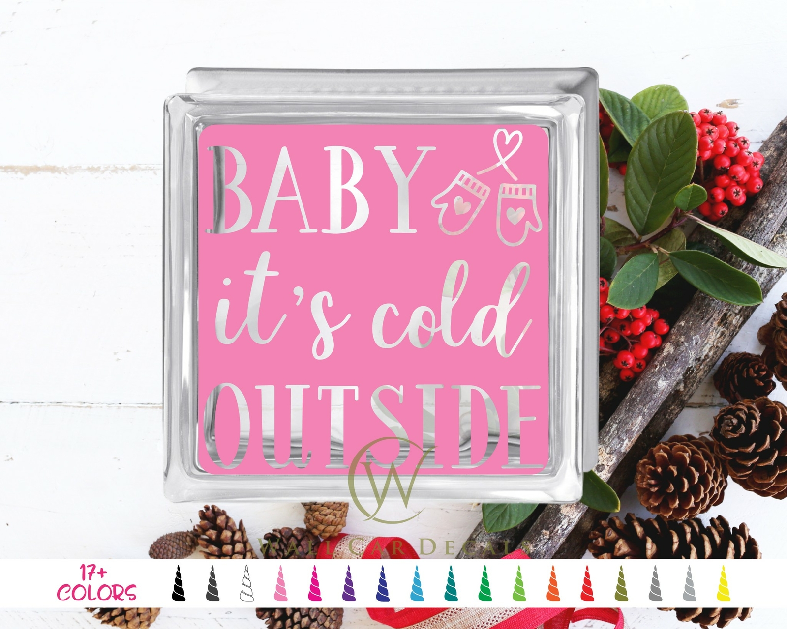 Baby Its Cold Outside Glass Block Decal DIY Christmas Crafts Sticker Holiday Joy