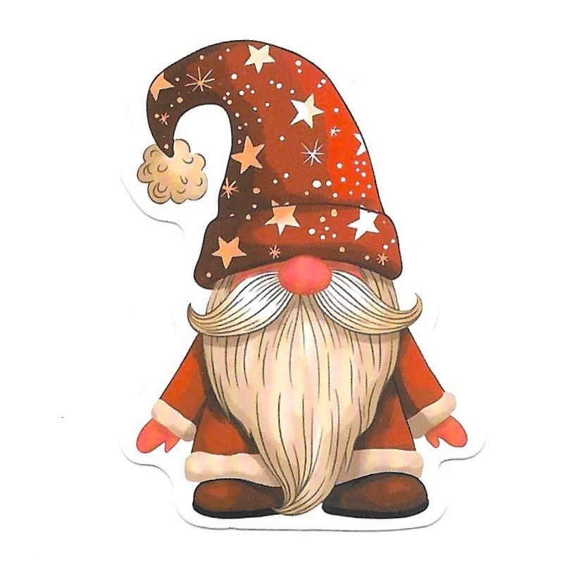 Starry Hat Christmas Gnome Sticker Die Cut Vinyl Decal Journal Scrapbooking Cute