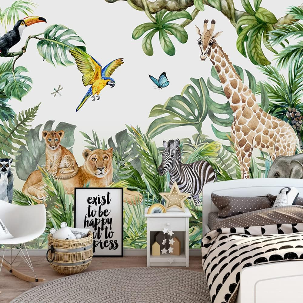 Jungle Safari Animal Wallpaper Mural for Kids Room Nursery Decor