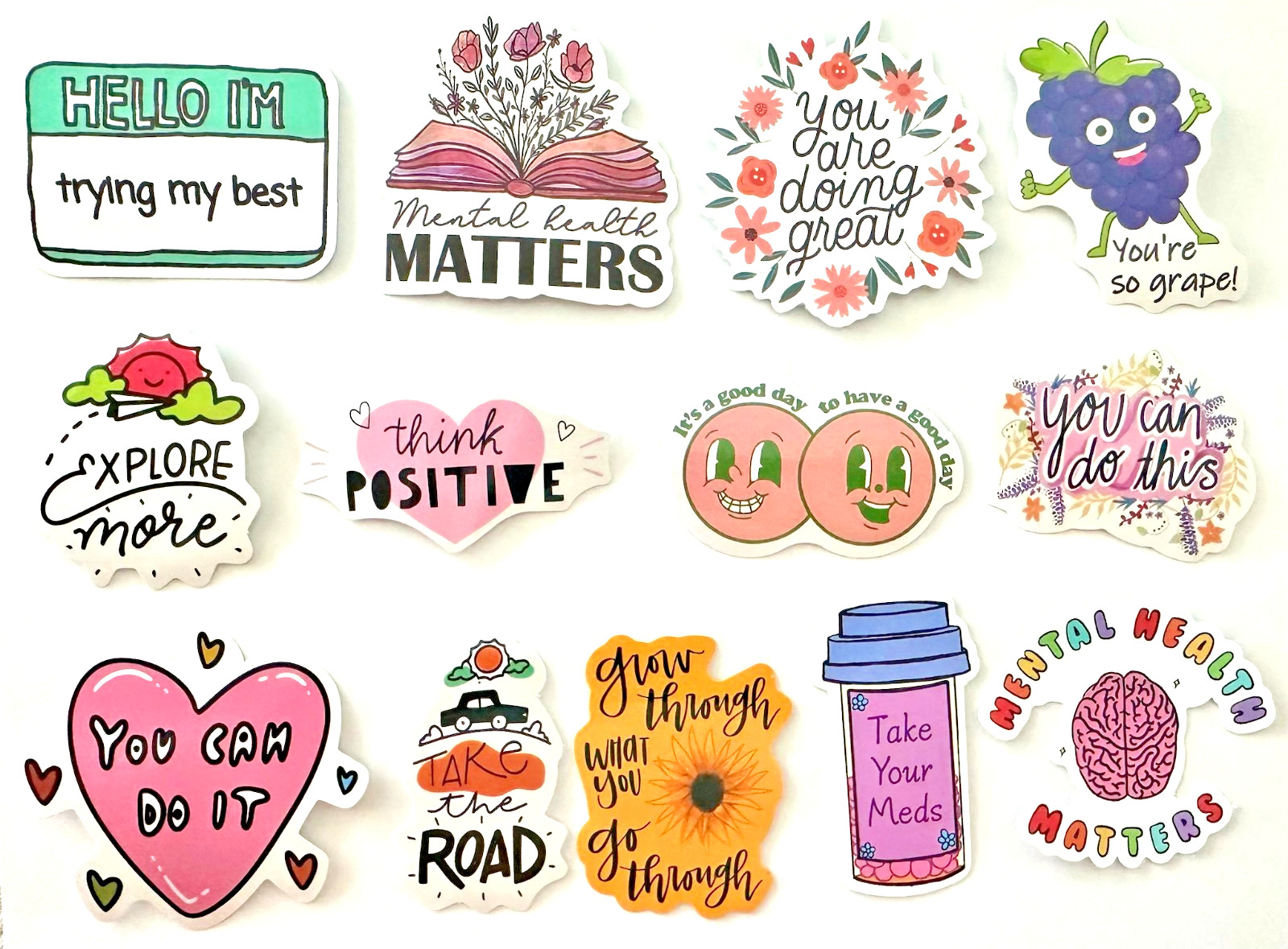 25 Inspirational Motivational Mental Health Cute Saying Stickers Laptop Mix Lot