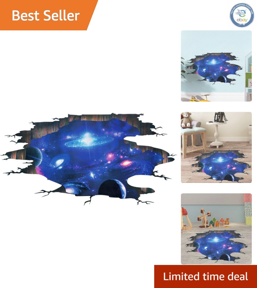 Educational 3D Galaxy Wall Art – Removable Cosmic Decals for Kids' Imagination