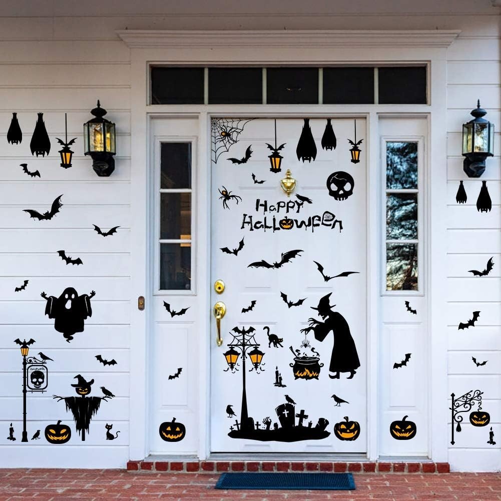 78 pcs Halloween Decorations Window Clings Bat Stickers Wall Decals Goth Decor