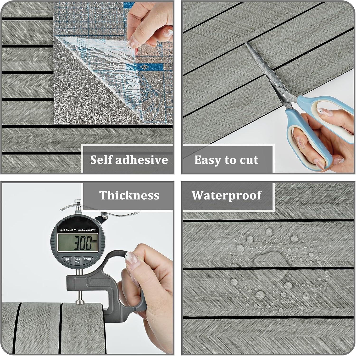 Grey Wood Wall Slat Panels Peel and Stick 3D Fluted Wood Panels for Interior Wal