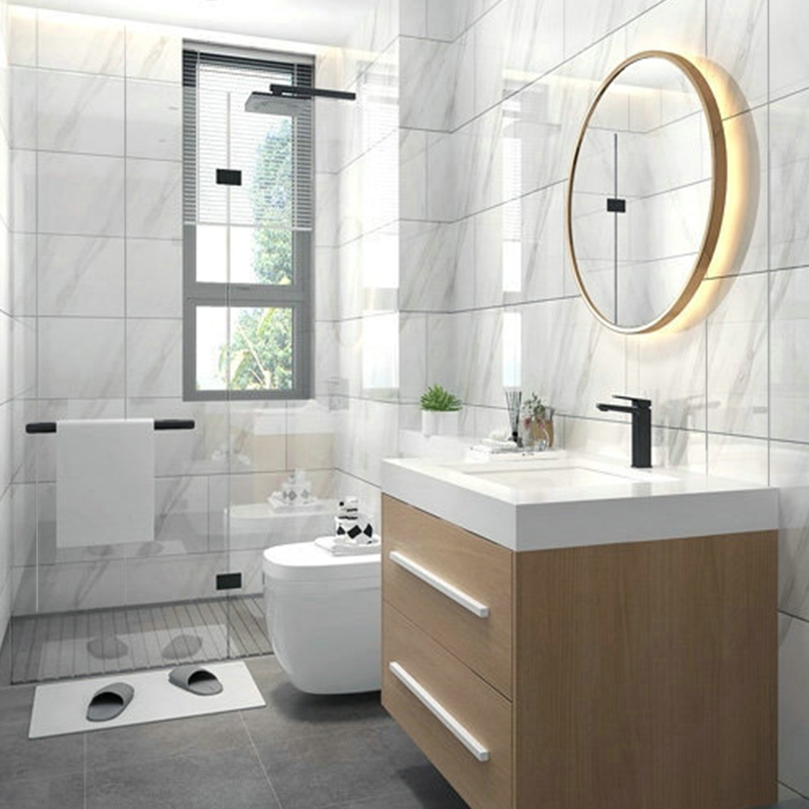 1-40pcs Marble Stone Tile Sticker Wall Paper PVC Panels Self-adhesive Waterproof