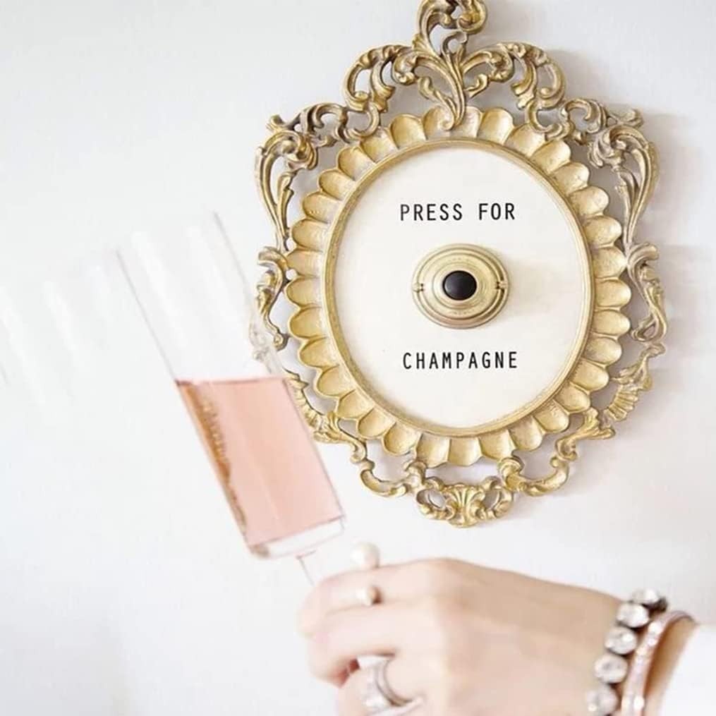 Press for Champagne Vintage Button Doorbell, Wall Plaque Ornament Gift