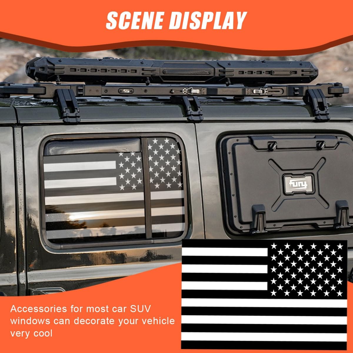 2PCS Rear Side Window American Flag Sticker Decals, Matte USA Flag Vinyl Stic…