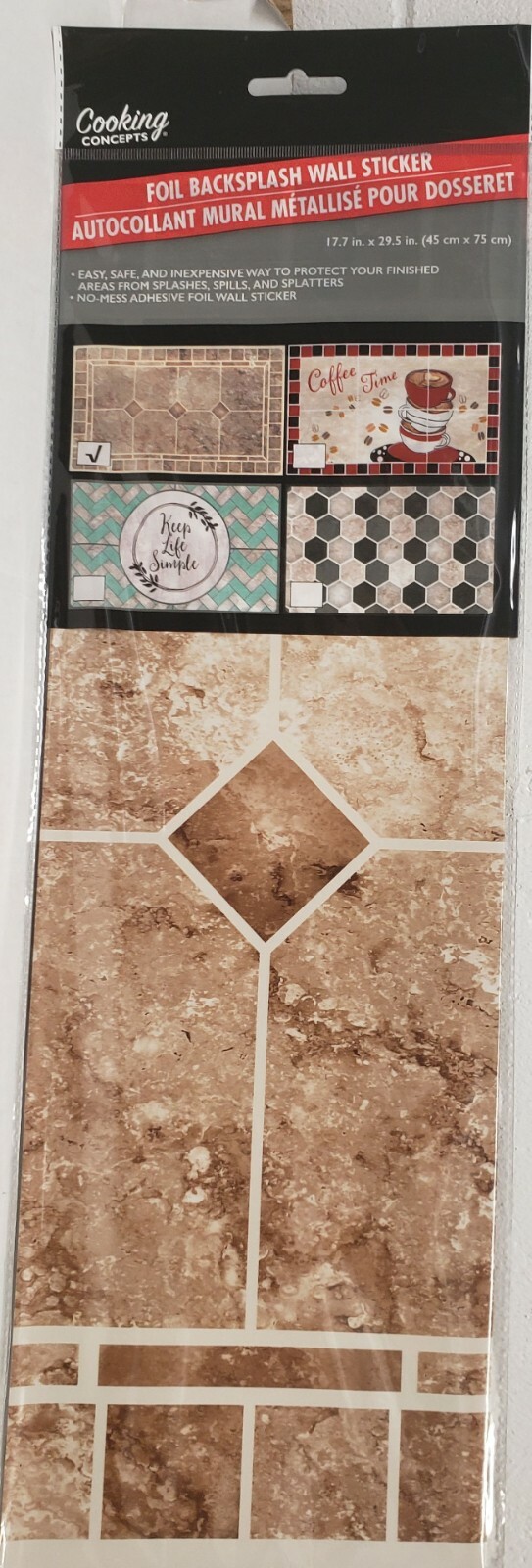Kitchen Stove Backsplash Sticker / Wall Decal (30"x18") BROWN TILES #4, GR