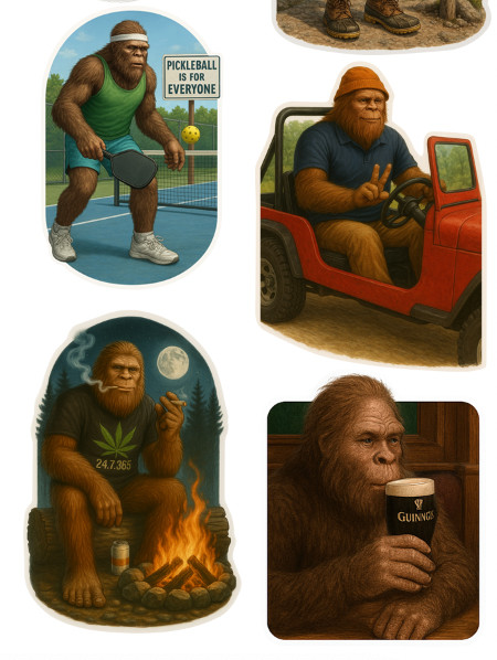 20 Sasquatch / Bigfoot "in his natural environment" funny stickers waterproof