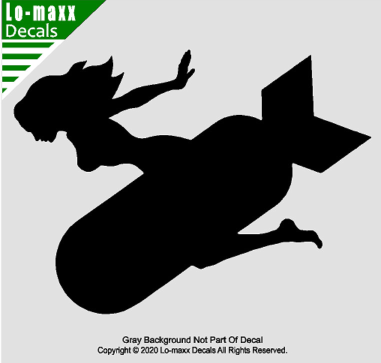Mudflap Girl Riding Bomb Trucker WW 2 Bomber Custom Graphic Die Cut Vinyl Decal