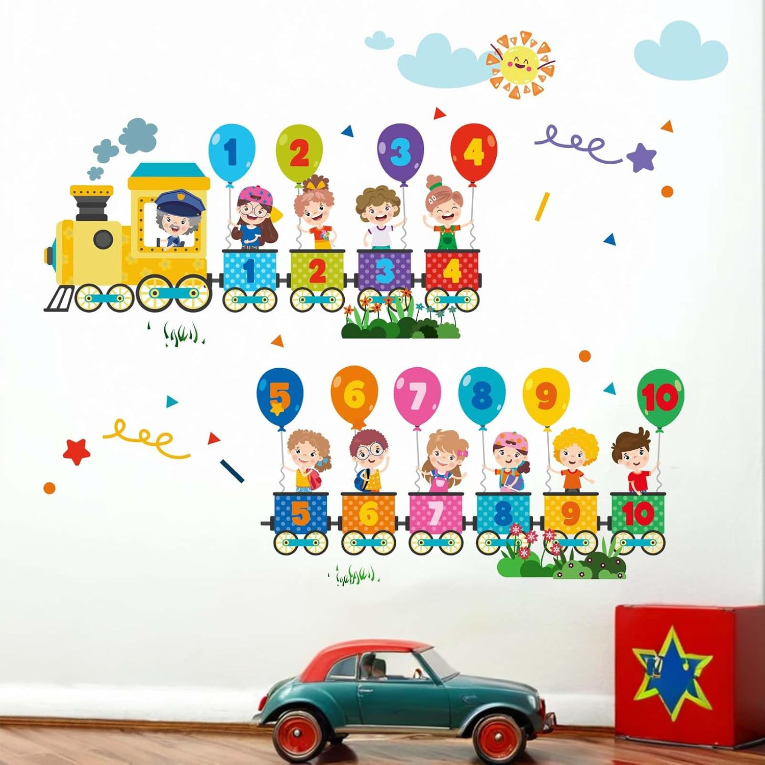 Kids Train Number Wall Decals – Learning Figures Education Wall Stickers – Kids