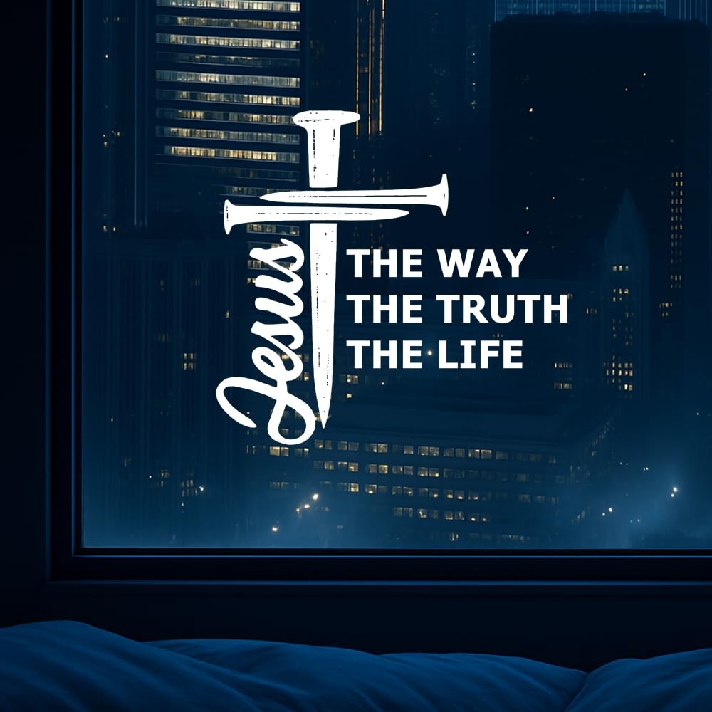 Christian Jesus Decal 7x7in – “The Way The Truth The Life” – Waterproof Vinyl…