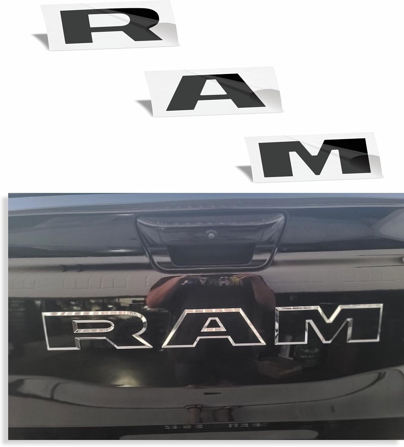 Ram 1500 Tailgate Emblem Overlay Decal Sticker Gloss Black 2025-2026 Ram 1500