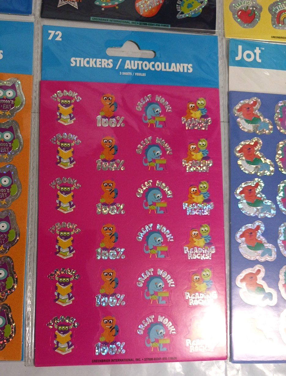 Foiled sticker school, home awards for kids + teachers 8 packs 576 foil stickers