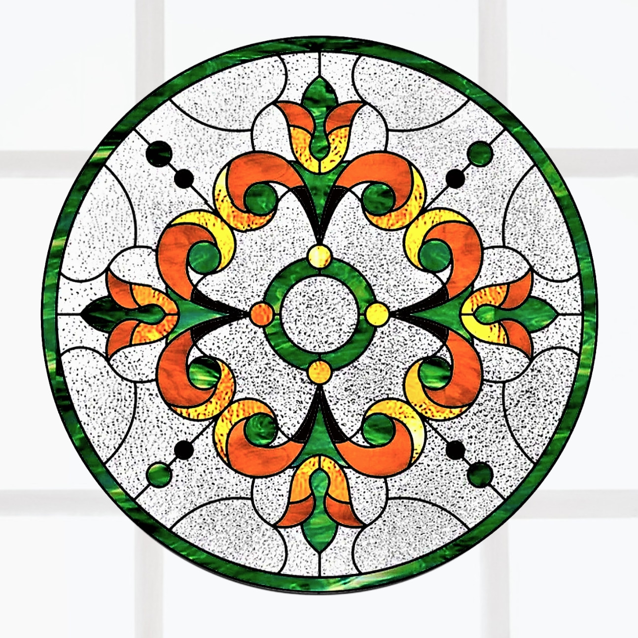 Geometric Art Deco Style Faux Stained-Glass WINDOW CLING Size 8" Vinyl