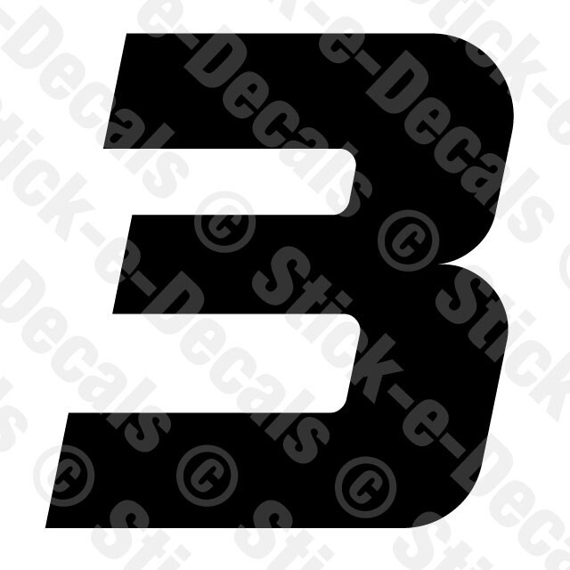 Number Three 3 Vinyl Die Cut Decal Sticker – RACING NUMBER – RSF