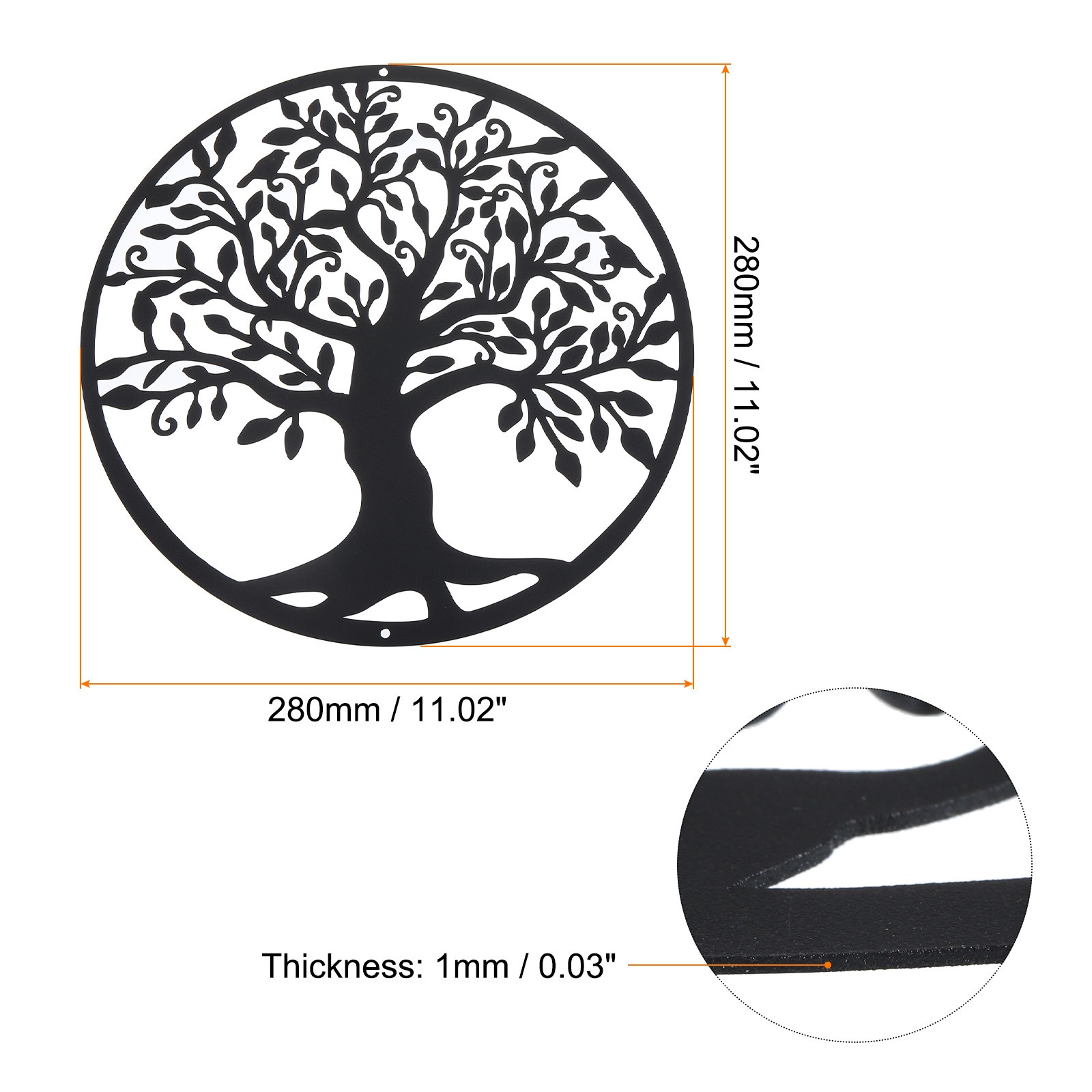 Metal Tree Wall Decor Tree of Life Wall Sculpture Decoration Style 5, Black