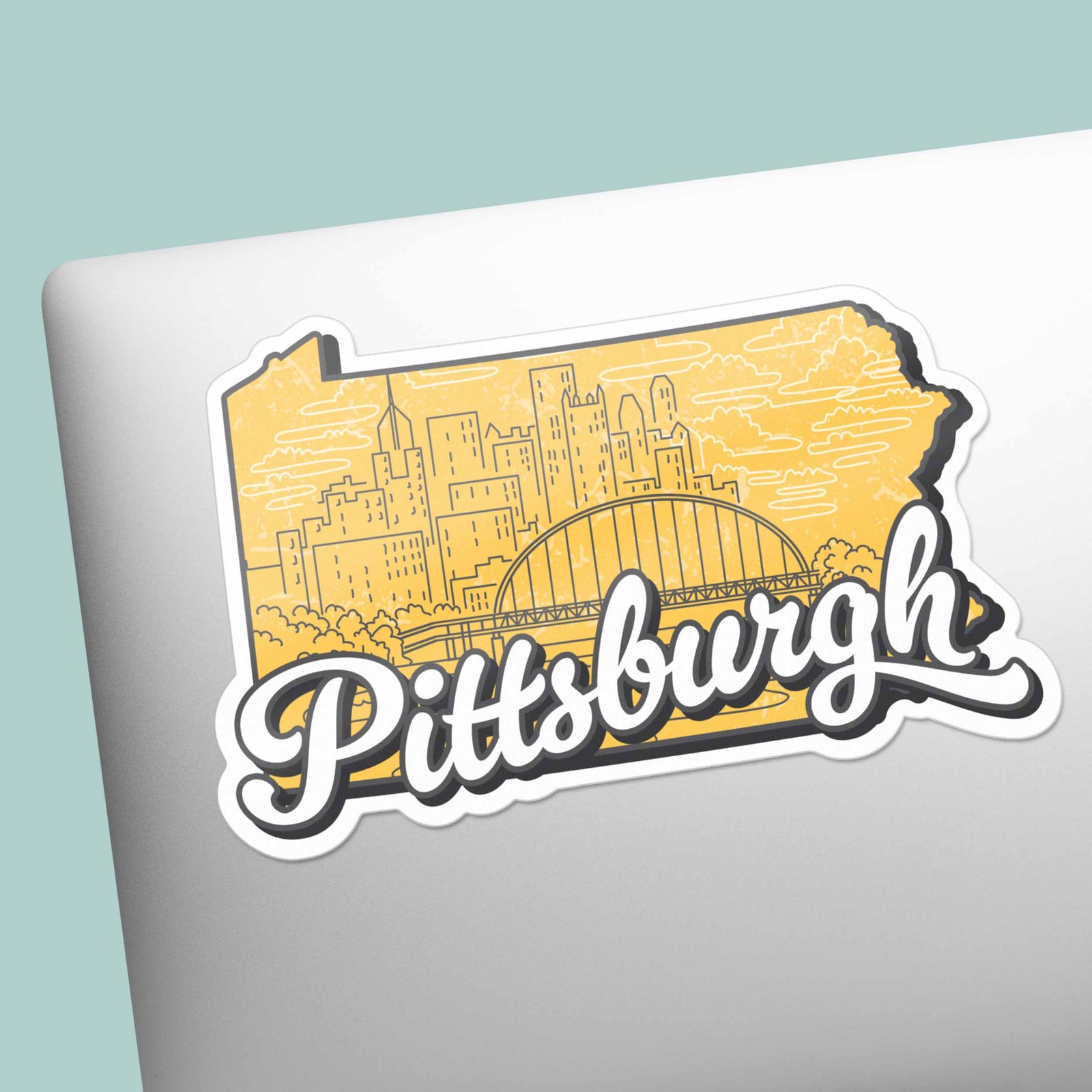 Retro Pittsburgh PA Map Sticker – PGH Pennsylvania Decal