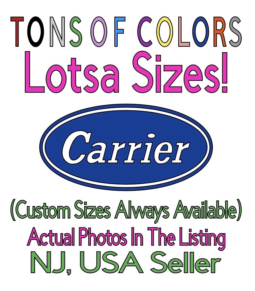 Carrier HVAC Die Cut Vinyl Decal Heating Cooling Plumbing Trade Blue Collar Van2