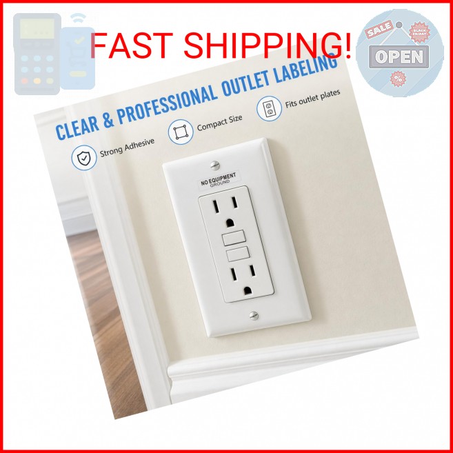 96Pcs NO Equipment Ground Protected Outlet Receptacle Stickers, Small 0.25 x 1.0