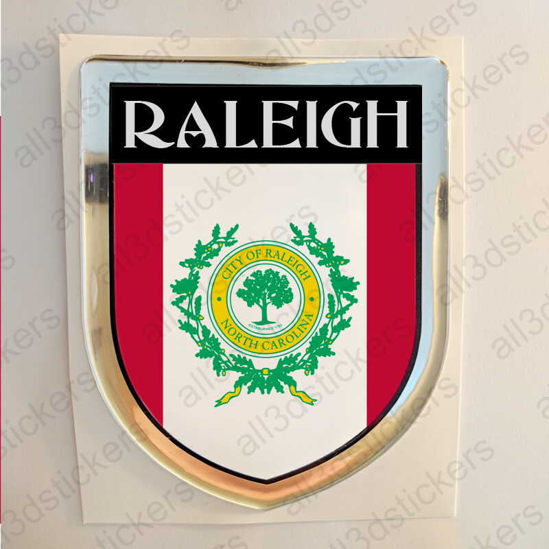 Raleigh USA Sticker Seal Resin Domed Flag United States 3D Stickers Shield