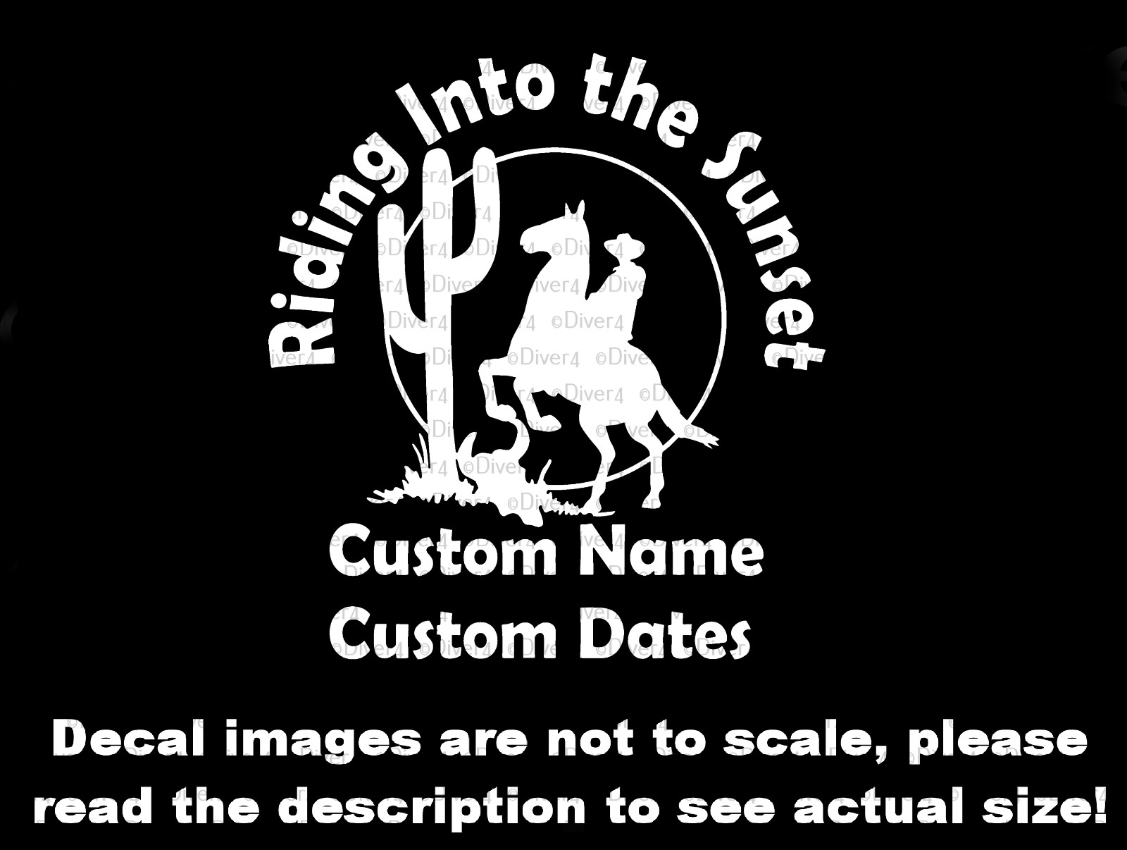 Custom Riding Into The Sunset Cowboy Memorial Decal USA Made US Seller