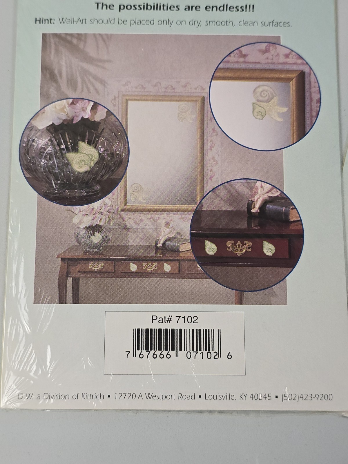Wall Art Self Adhesive Decals Sea Shells Washable Sealed Lot Of 2 Vintage NOS