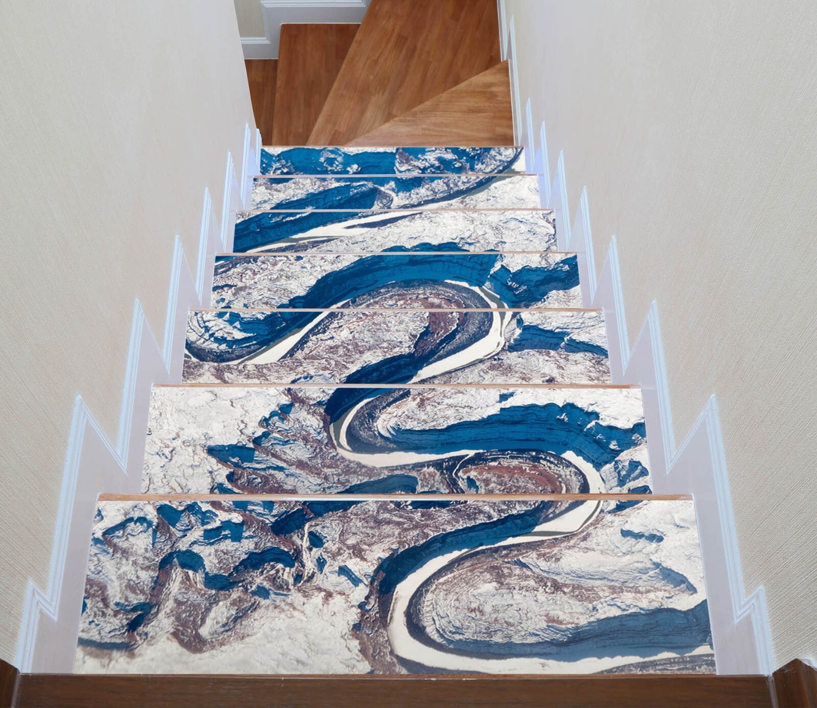 3D Meandering River W6 Stairs Risers Decoration Photo Mural Vinyl Wallpaper Vera