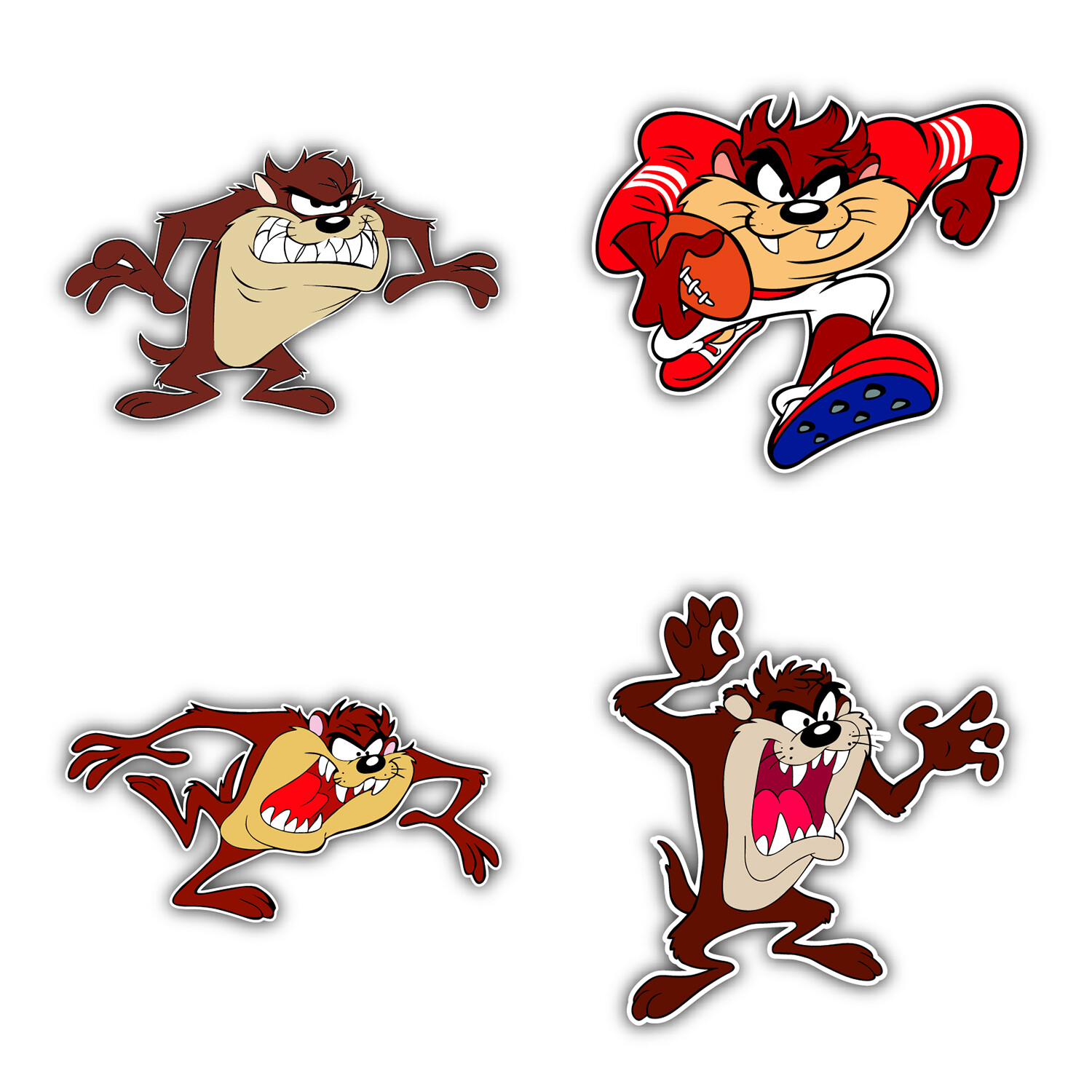 Taz Cartoon Set Of 4 Vinyl Sticker Decal – 5" longer side ID:1