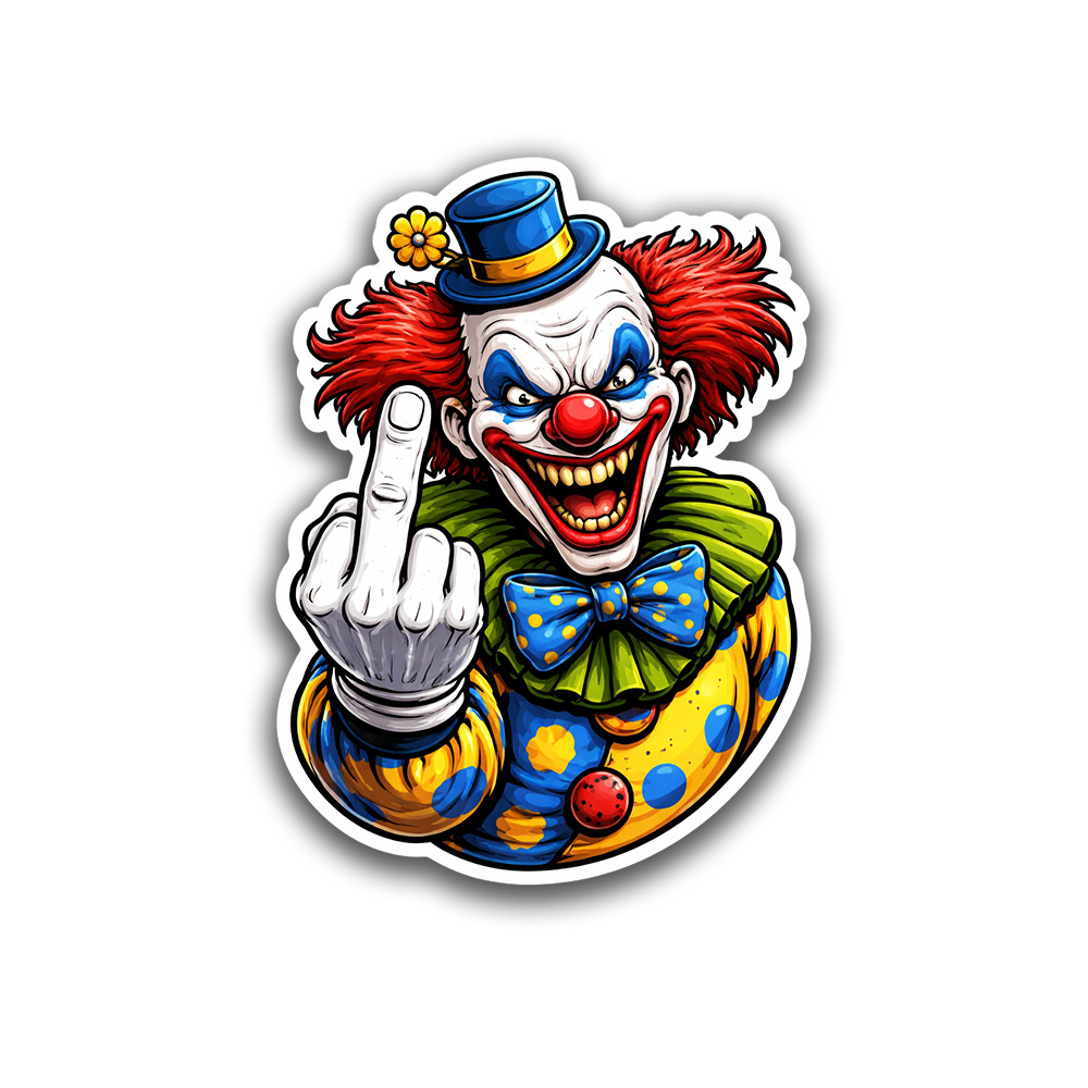 Clown Finger Sticker 4 Inch Vinyl Waterproof Decal Scary Clown Original Art