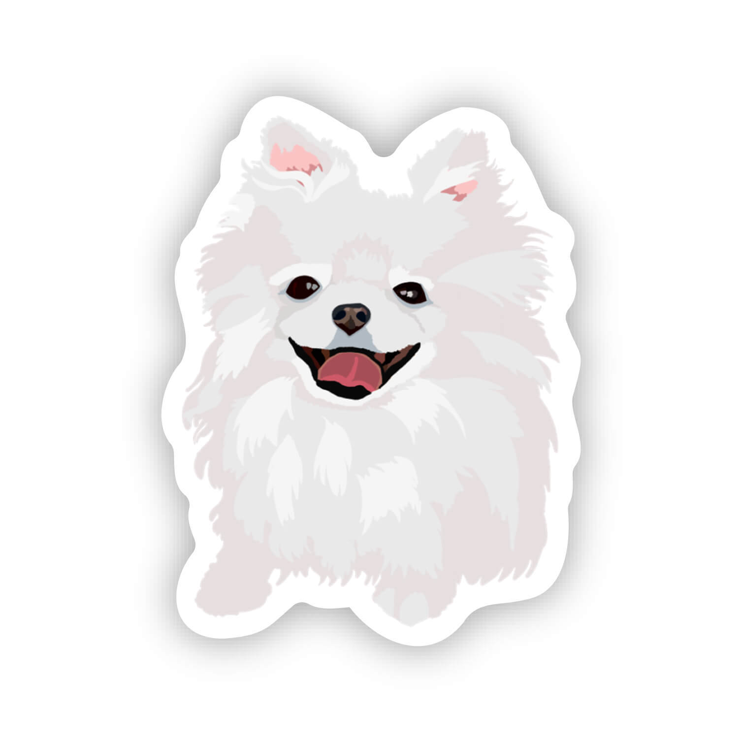 Pomeranian White Dog Sticker Water Bottle, Laptop, Phone, Dishwasher Safe