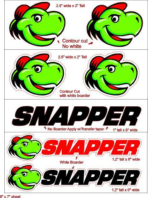 Snapper Sam Turtle Logo Set OEM graphics sticker emblem Lawnmower tractor Decal