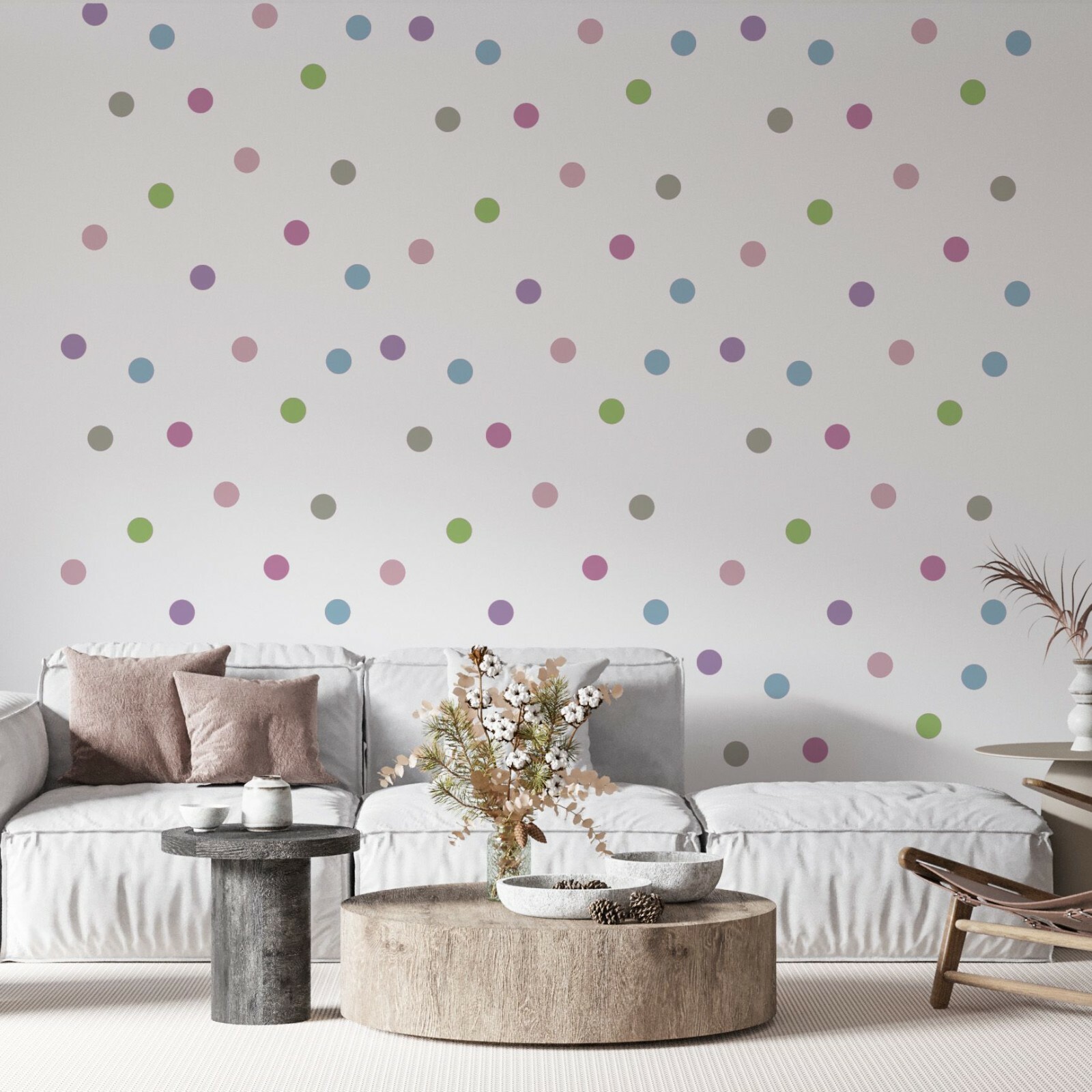 Multicolored Decoration Polka Dots Design Vinyl Adhesive Home Wall Decal Sheet