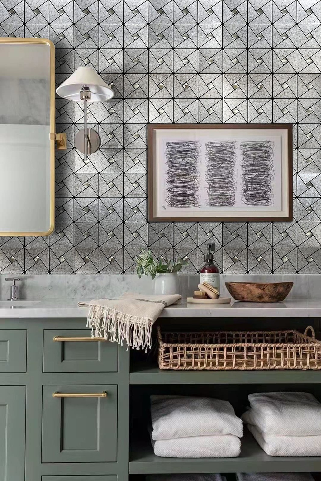 10-Sheet Peel and Stick Backsplash Tile,Windmill Plus Glass Self-Adhesive Sti…
