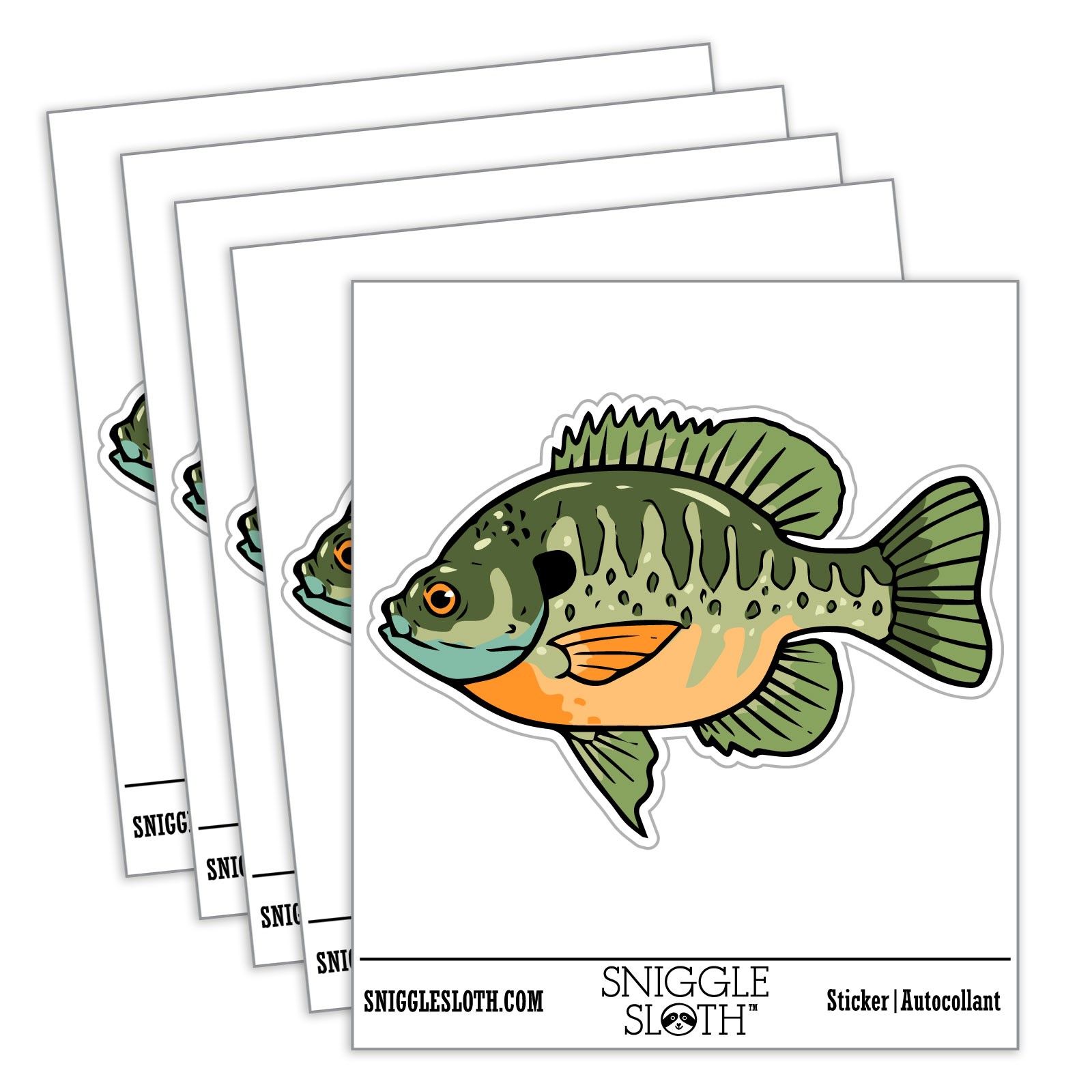 Bluegill Fish Bream Copper Nose Waterproof Vinyl Decal Sticker Set – 5 Pack