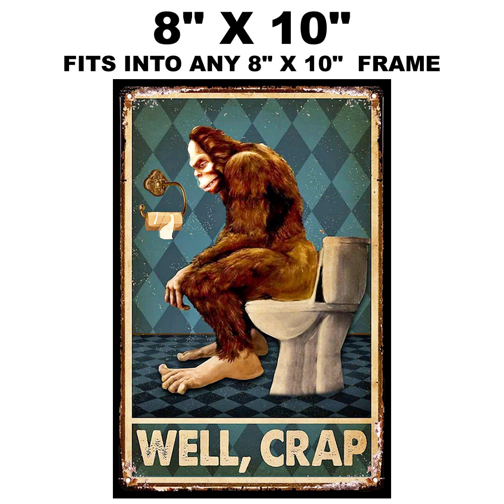 Bathroom Sign Sticker Gorilla Oh Crap Funny Restroom Vintage Replica