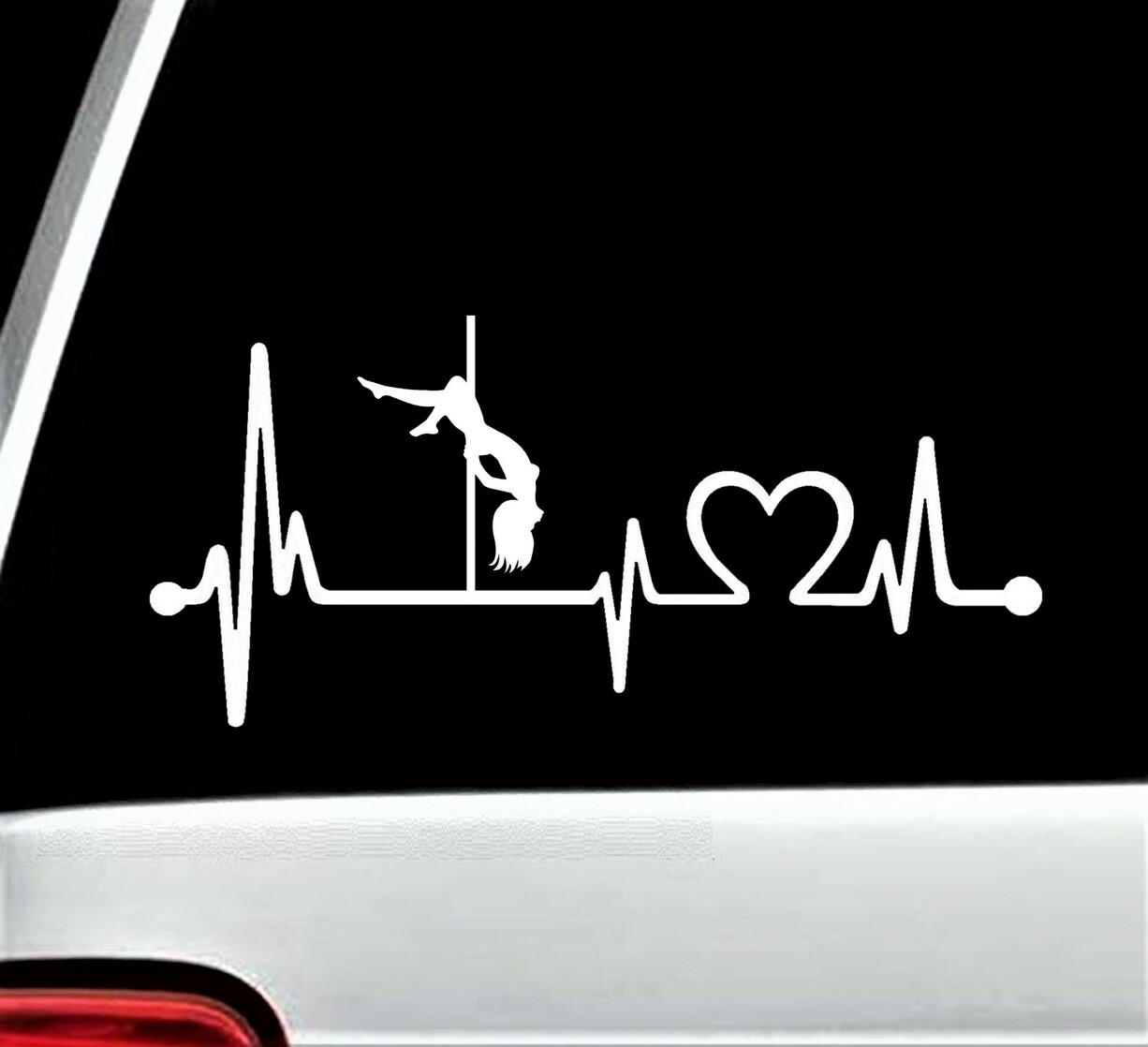 Sexy Pole Dancer Sticker Heartbeat Lifeline Decal Strip Naked Hot Yoga Fitness