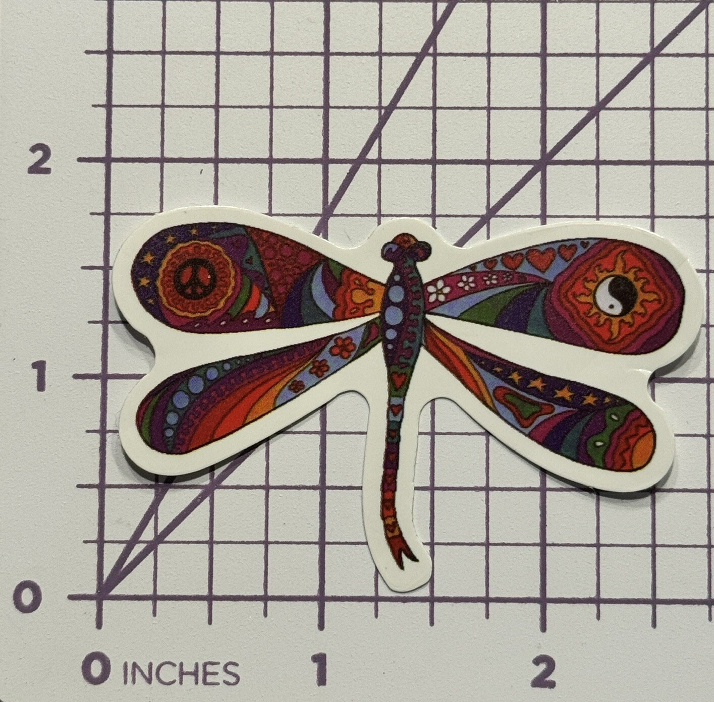Dragonfly Hippie Psychedelic Vinyl Decal Sticker Bomb Peace Love Trippy Yin Yang