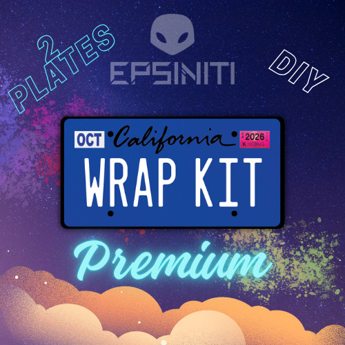 Obsidian Black and White Matte Dark Blue California Plate Wrap DIY Kit