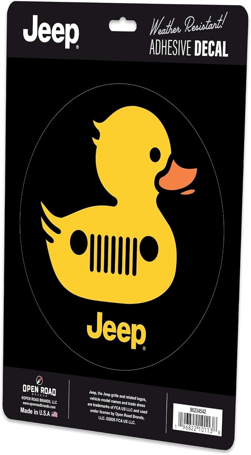 Jeep Duck Adhesive Vinyl Decal – Fun Jeep Duck Sticker for Car, Window, or La