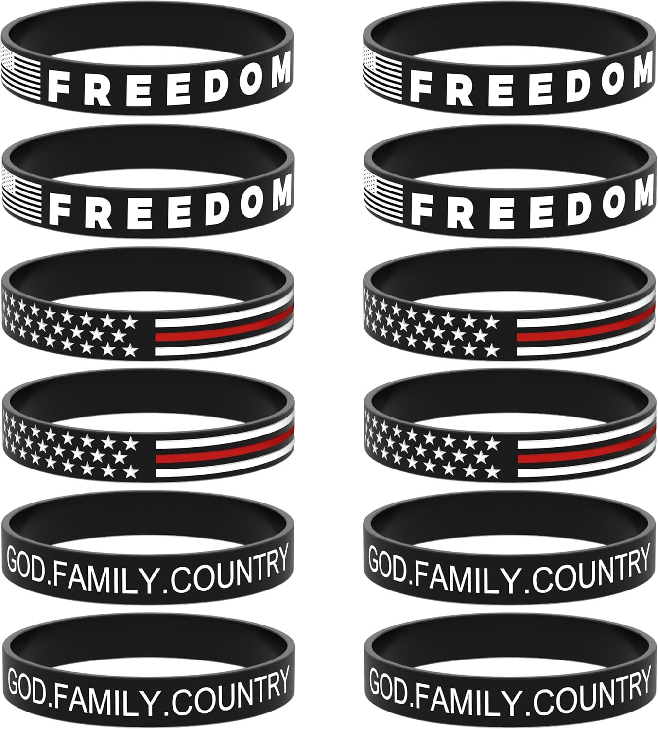 12 Pack Charlie Kirk Patriotic Silicone Wristbands for Justice and Freedom