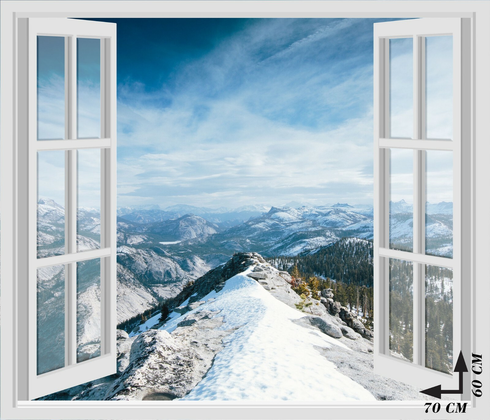 Window Wall Stickers – WINTER MOUNTAIN SNOW – Wall Stickers 3D – VINYL