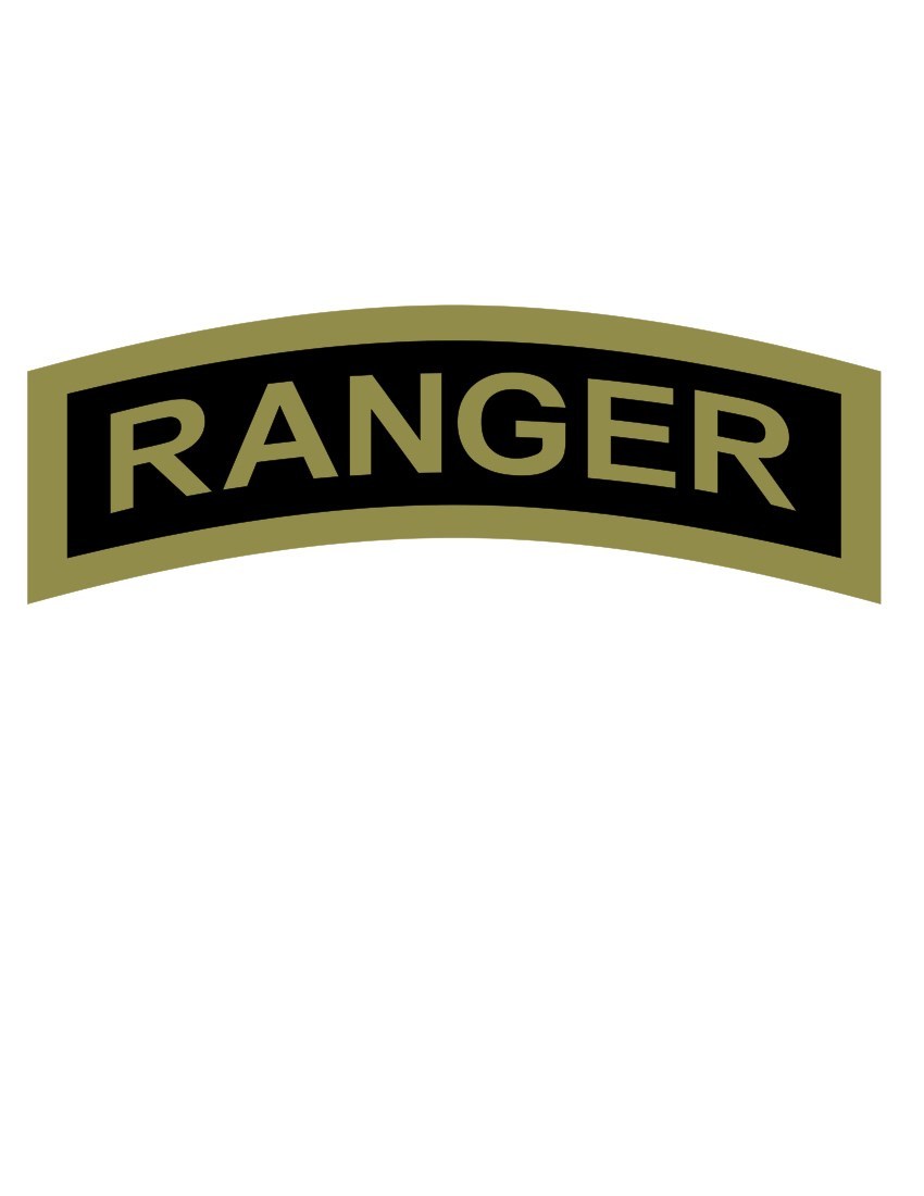 U.S. Army Ranger Tab Car Vinyl Window Decal/Sticker Olive/Black