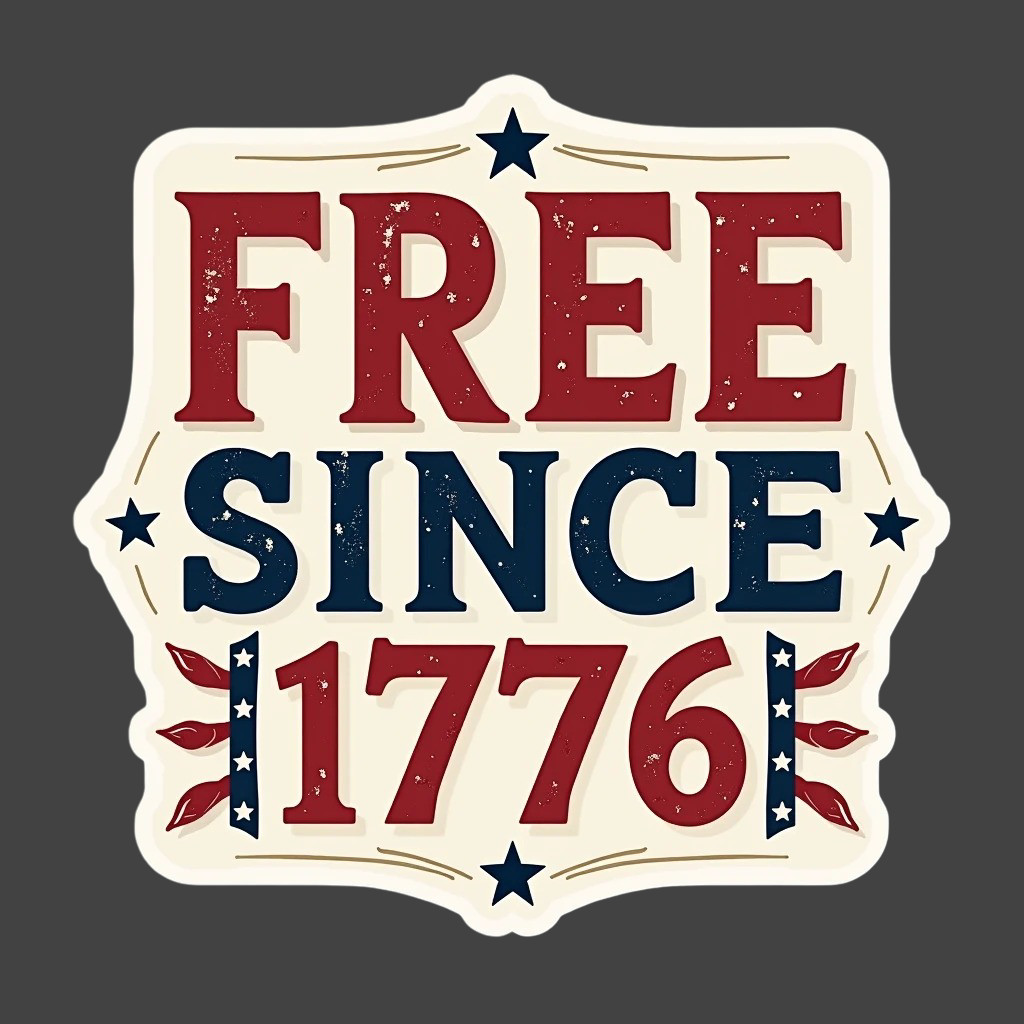 Americana Sticker Vinyl Decal Free Since 1776 Patriotic USA Vintage Design