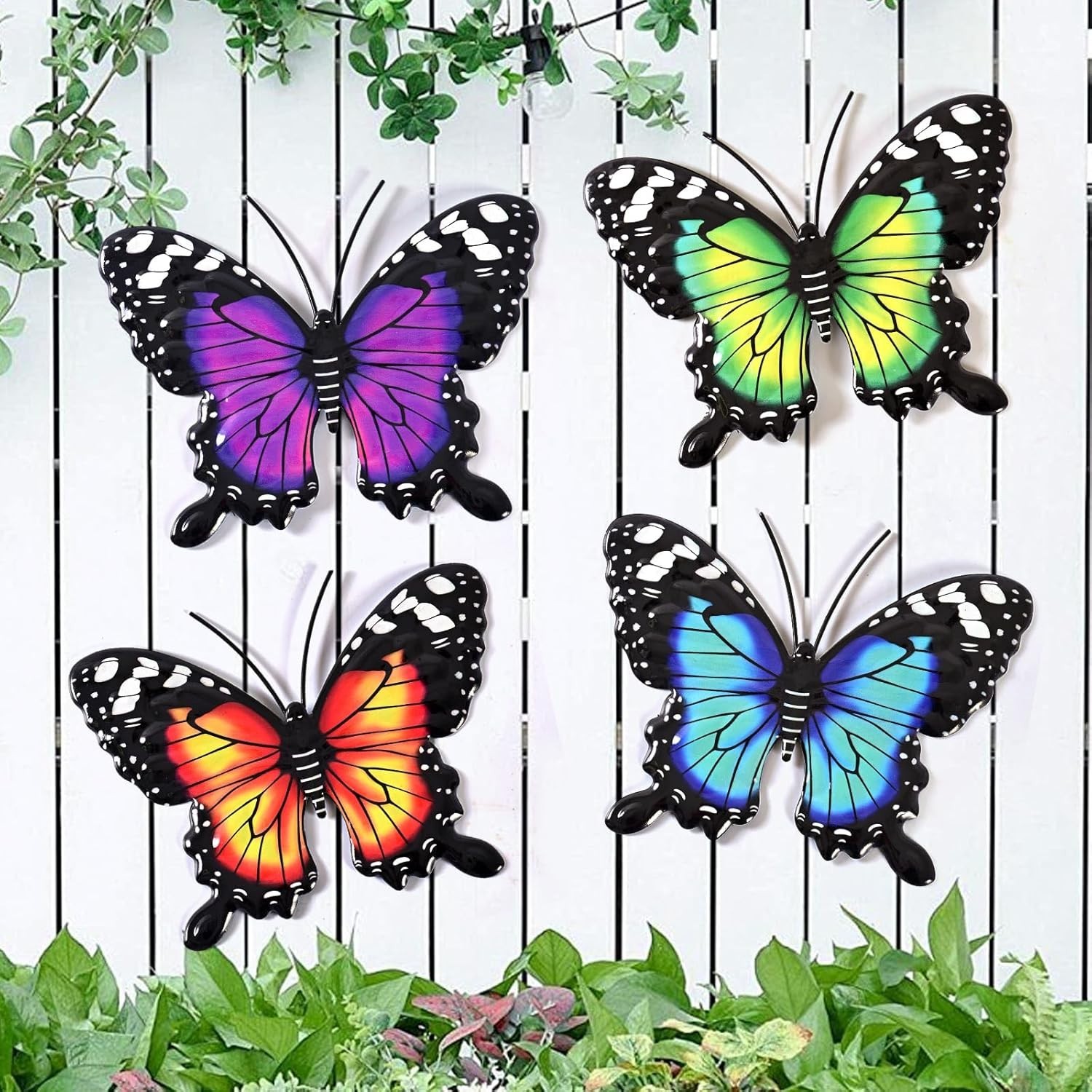 Vibrant Iron Butterfly Decorations – 4 Pack of Indoor/Outdoor Wall Art Pieces