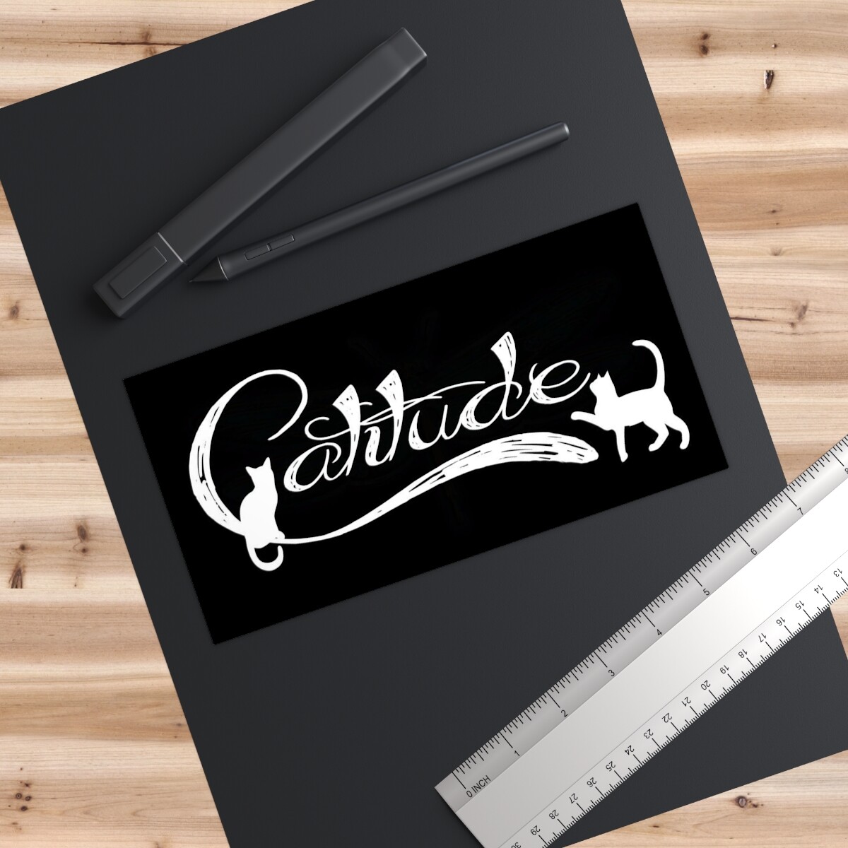 Catitude White premium water-resistant vinyl Bumper Sticker