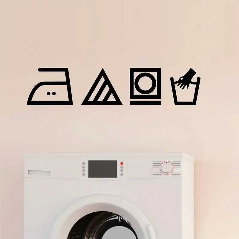Laundry Room Wall Sticker Self-Adhesive Vinyl Decal with Drying Clothes Design